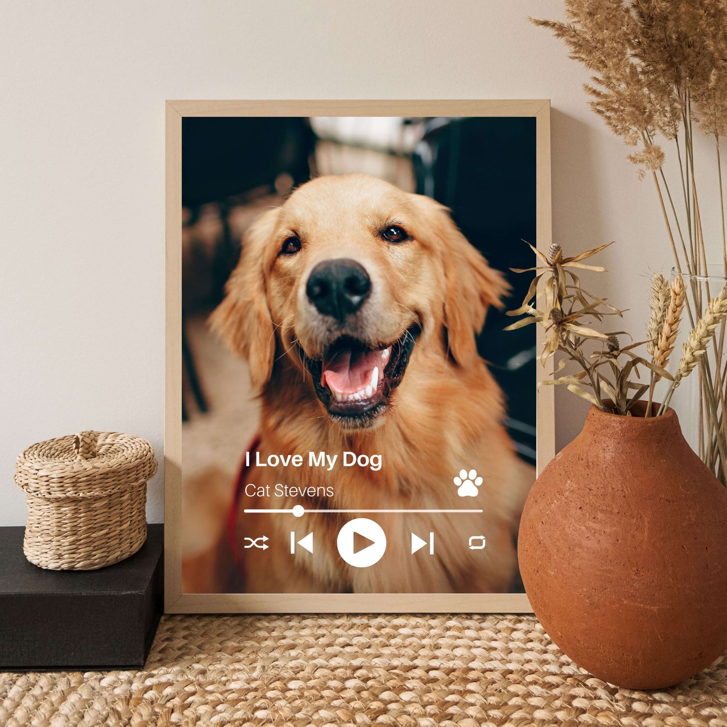Personalized Dog Lovers Frame – Custom Photo Music Gift – Vertical