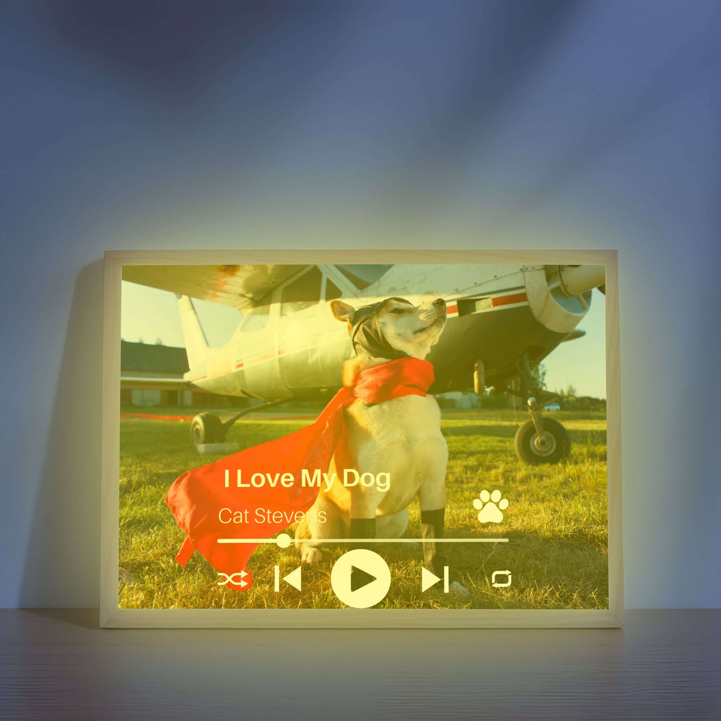 Personalized Dog Lovers Frame – Custom Photo Music Gift – Horizontal