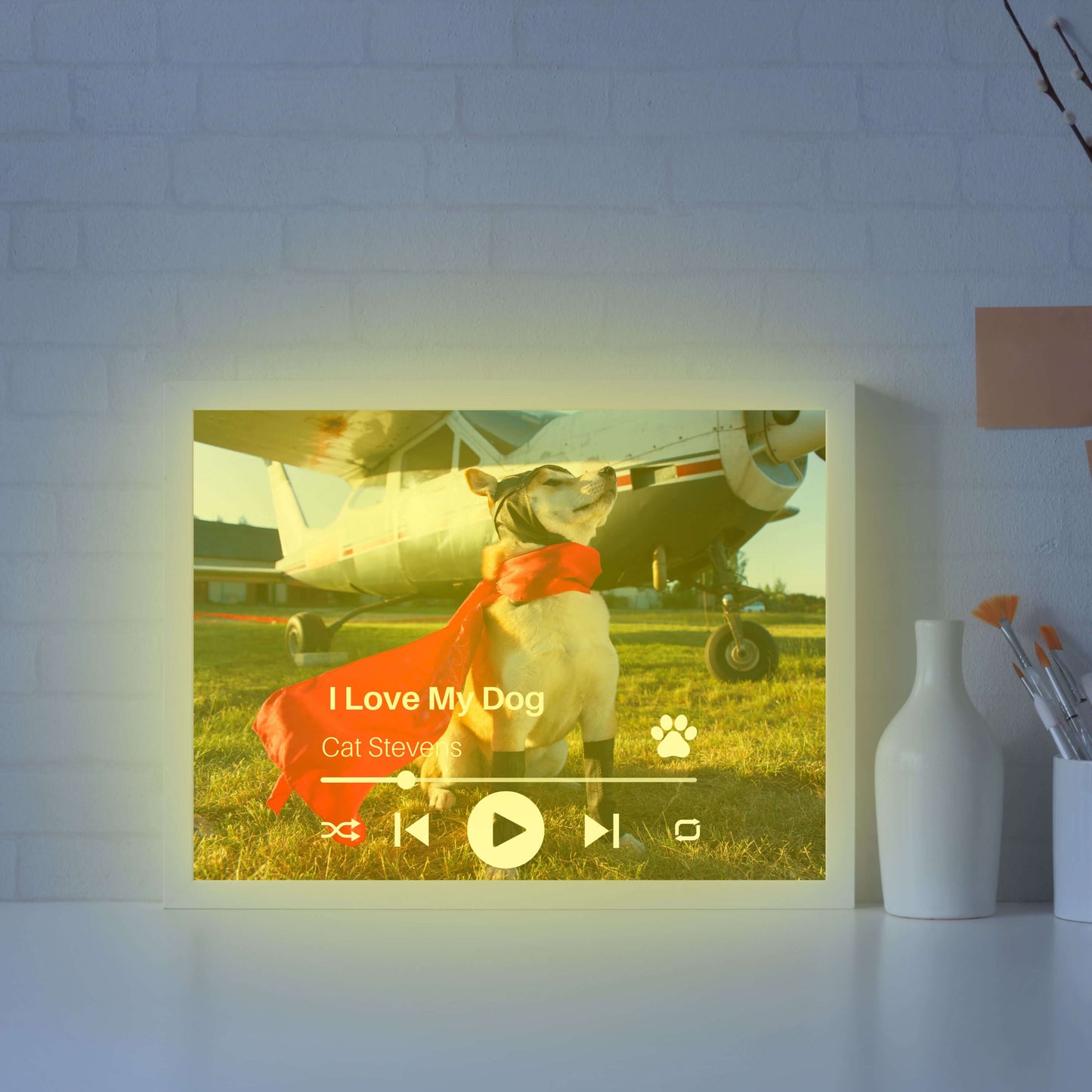 Personalized Dog Lovers Frame – Custom Photo Music Gift – Horizontal