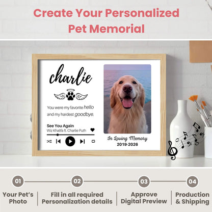 Custom Dog Memorial Frame with Sound & Light | Personalized Photo, Song & Quote GiftCustom Dog Memorial Frame with Sound & Light | Personalized B&W Photo, Song & Quote Gift – Horizontal