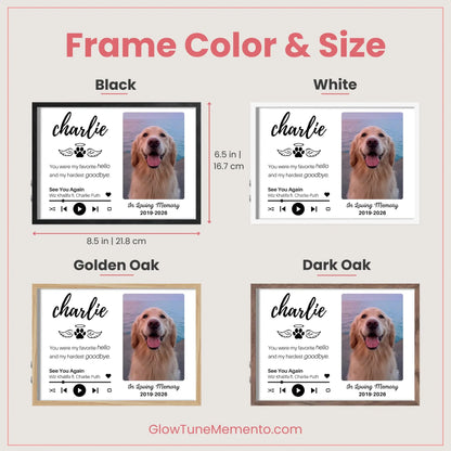 Custom Dog Memorial Frame with Sound & Light | Personalized Photo, Song & Quote GiftCustom Dog Memorial Frame with Sound & Light | Personalized B&W Photo, Song & Quote Gift – Horizontal