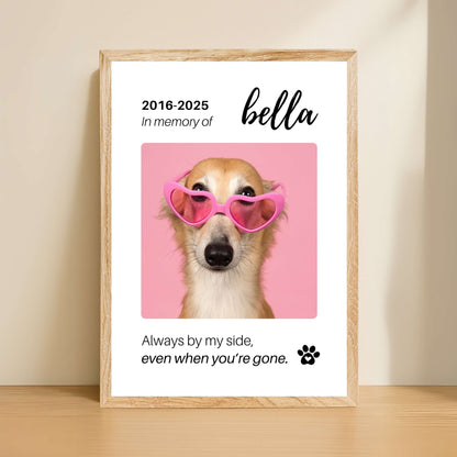 Personalized Dog Memorial Frame – "Always By My Side" – Vertical