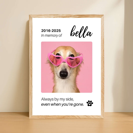 Personalized Dog Memorial Frame – "Always By My Side" – Vertical