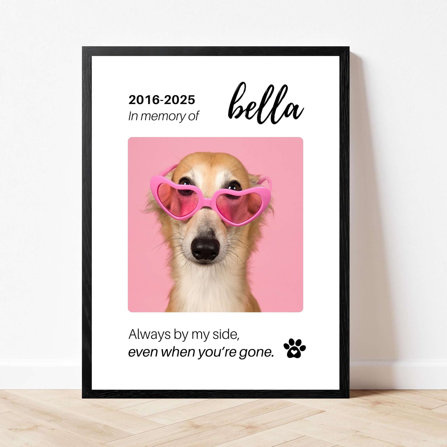 Personalized Dog Memorial Frame – "Always By My Side" – Vertical