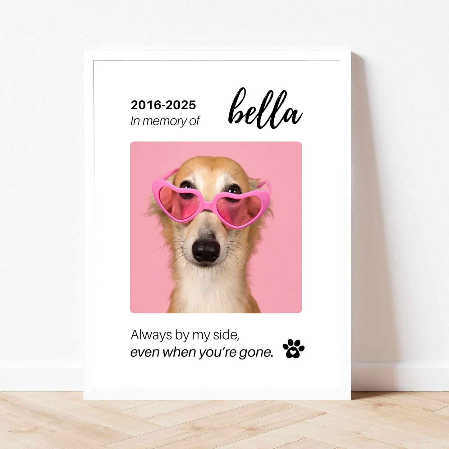 Personalized Dog Memorial Frame – "Always By My Side" – Vertical
