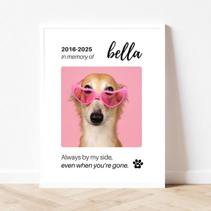 Personalized Dog Memorial Frame – "Always By My Side" – Vertical