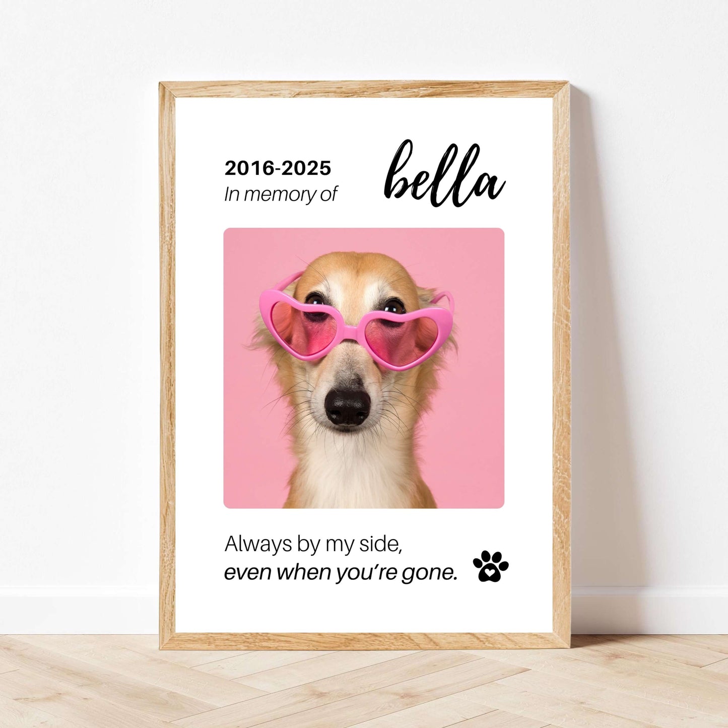 Personalized Dog Memorial Frame – "Always By My Side" – Vertical
