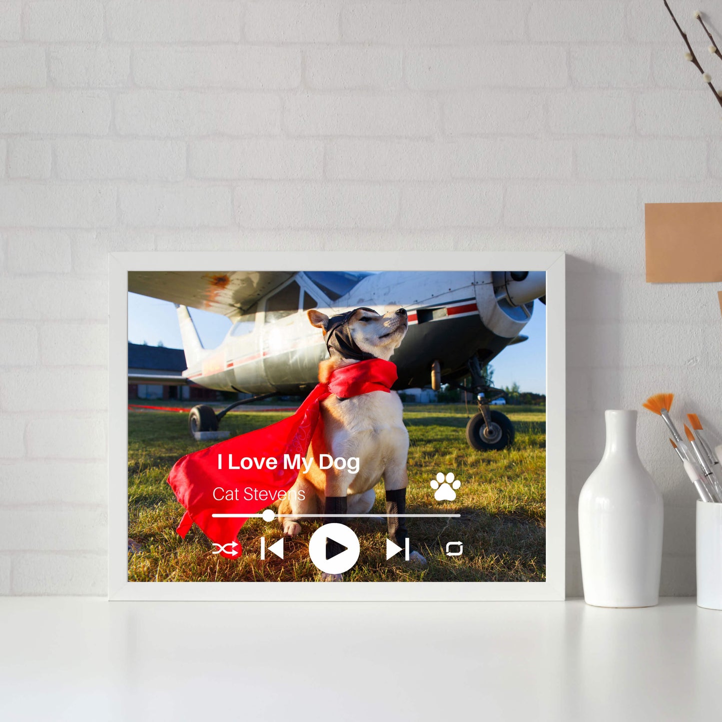 Personalized Dog Lovers Frame – Custom Photo Music Gift – Horizontal