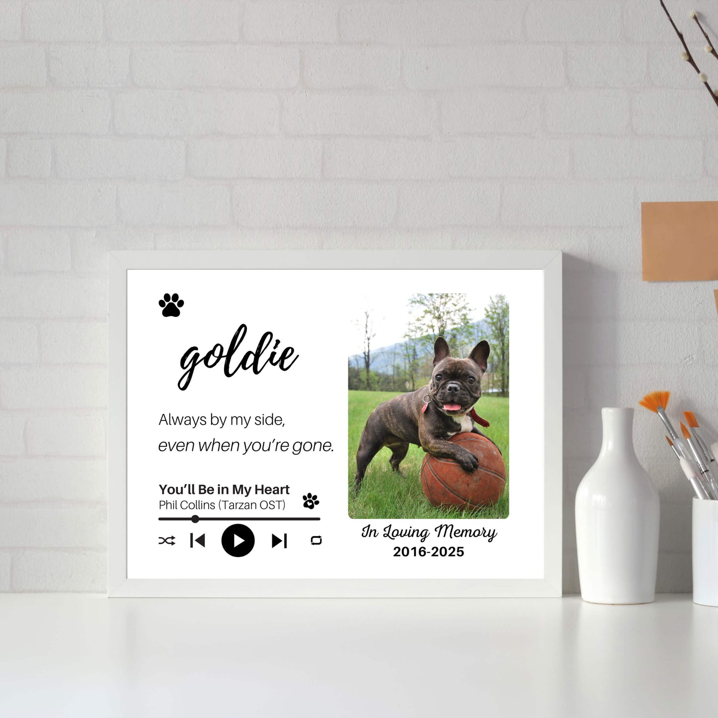 Personalized Dog Memorial Frame – "Always By My Side" – Horizontal