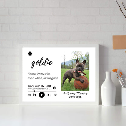 Personalized Dog Memorial Frame – "Always By My Side" – Horizontal