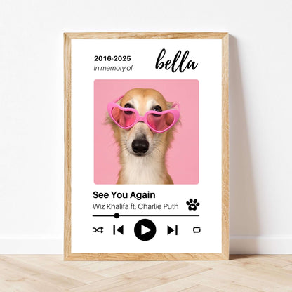 Personalized Dog Memorial Frame – Tribute with Music – Vertical