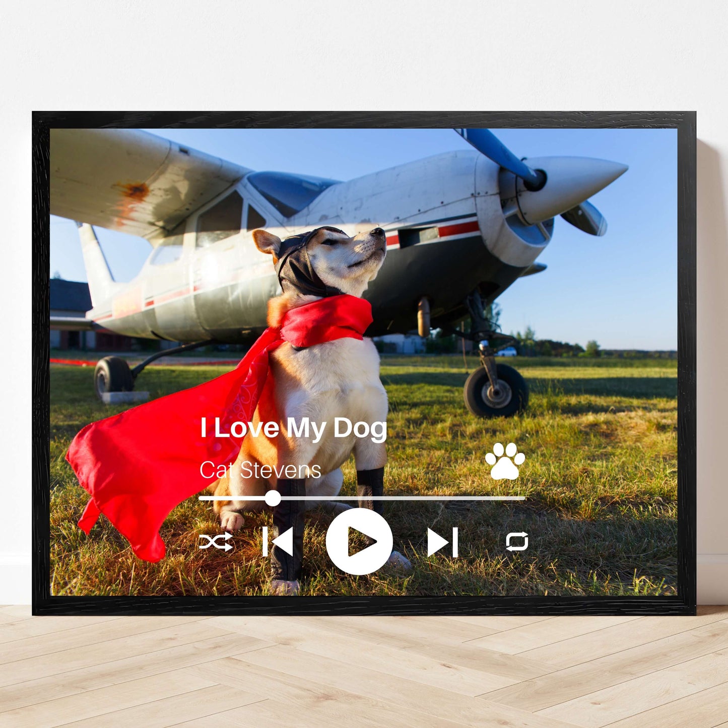 Personalized Dog Lovers Frame – Custom Photo Music Gift – Horizontal