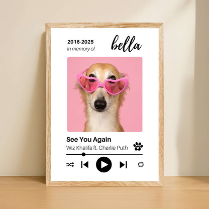 Personalized Dog Memorial Frame – Tribute with Music – Vertical