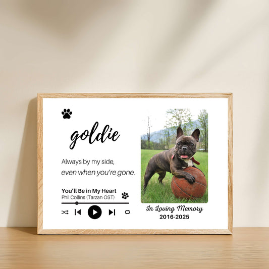 Personalized Dog Memorial Frame – "Always By My Side" – Horizontal