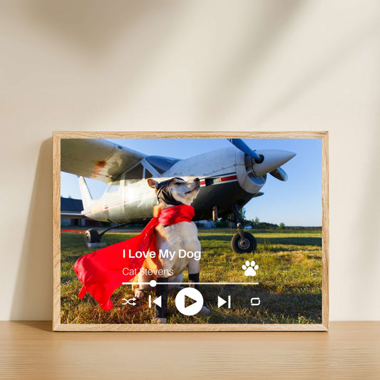 Personalized Dog Lovers Frame – Custom Photo Music Gift – Horizontal
