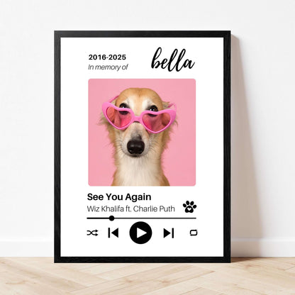 Personalized Dog Memorial Frame – Tribute with Music – Vertical