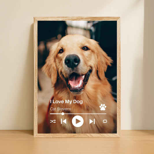 Personalized Dog Lovers Frame – Custom Photo Music Gift – Vertical
