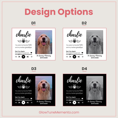 Custom Dog Memorial Frame with Sound & Light | Personalized Photo, Song & Quote GiftCustom Dog Memorial Frame with Sound & Light | Personalized B&W Photo, Song & Quote Gift – Horizontal