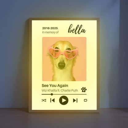 Personalized Dog Memorial Frame – Tribute with Music – Vertical