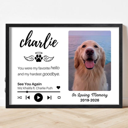 Custom Dog Memorial Frame with Sound & Light | Personalized Photo, Song & Quote GiftCustom Dog Memorial Frame with Sound & Light | Personalized B&W Photo, Song & Quote Gift – Horizontal