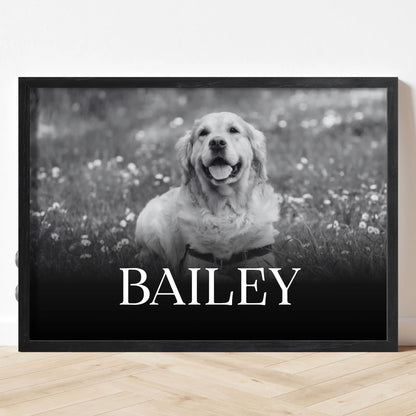 Custom Dog Lovers Frame with Sound & Light | Personalized B&W Photo, Song Gift – Horizontal