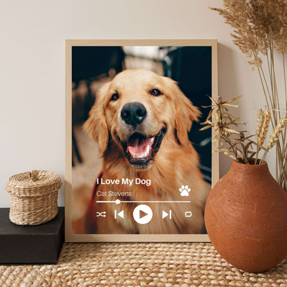 Personalized Dog Lovers Frame – Custom Photo Music Gift – Vertical