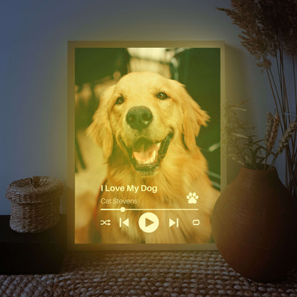 Personalized Dog Lovers Frame – Custom Photo Music Gift – Vertical