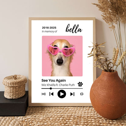 Personalized Dog Memorial Frame – Tribute with Music – Vertical