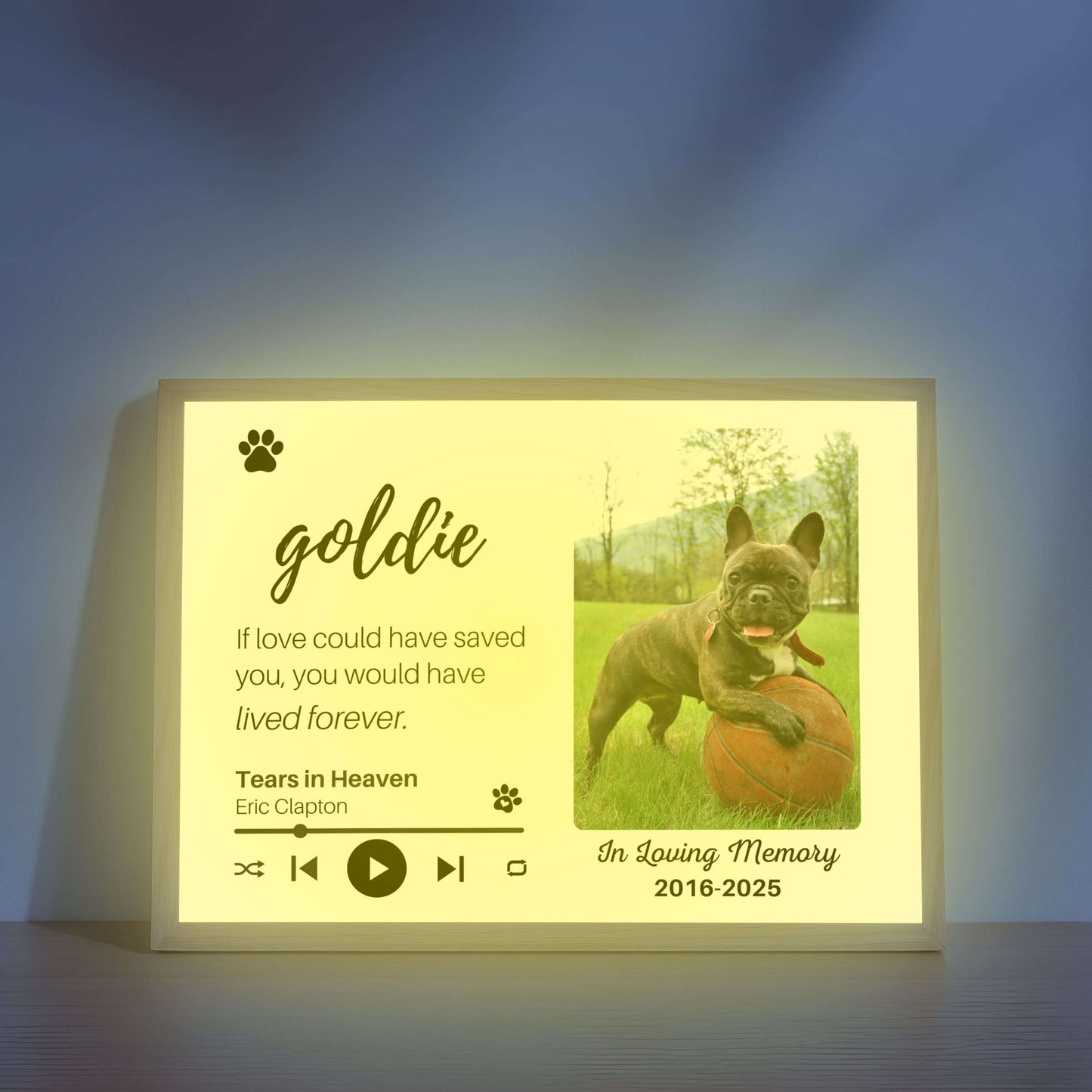 Personalized Dog Memorial Frame – "Lived Forever" – Horizontal