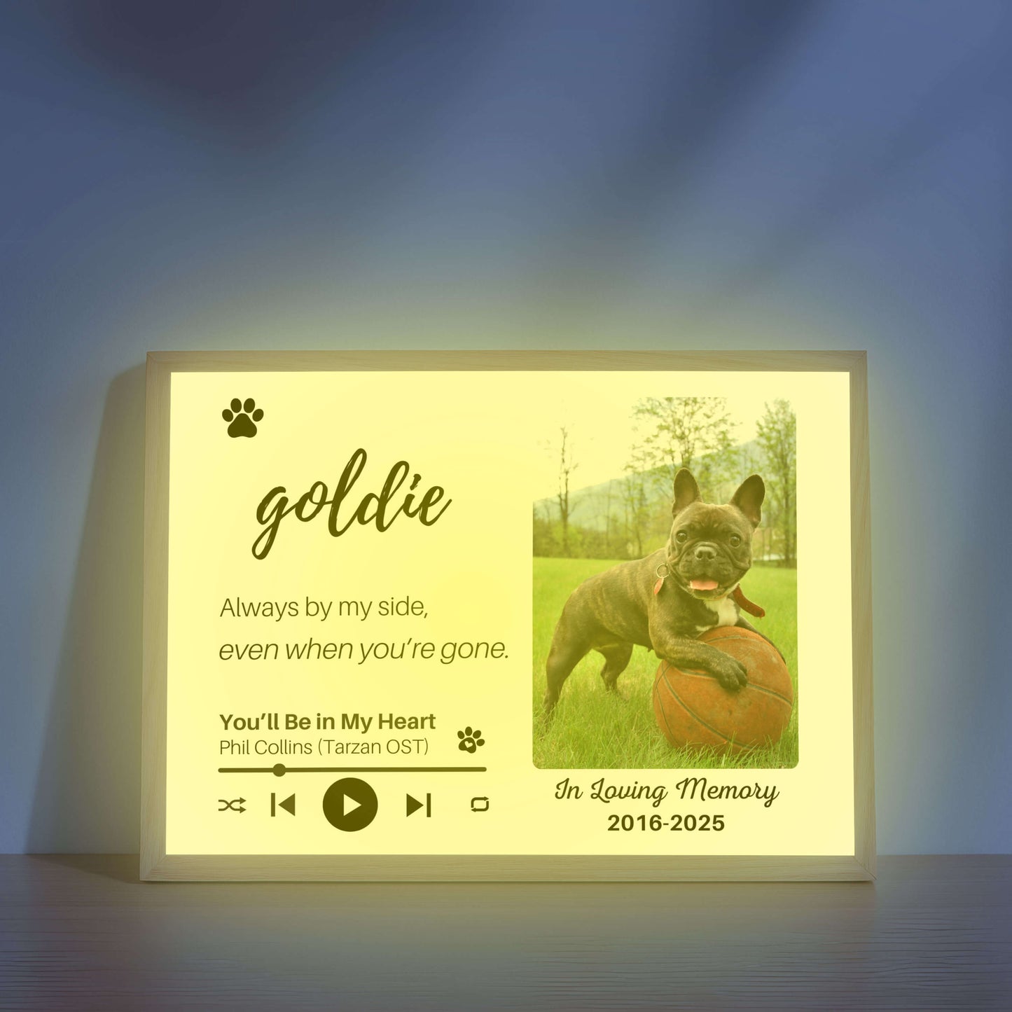 Personalized Dog Memorial Frame – "Always By My Side" – Horizontal
