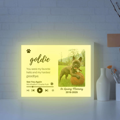 Personalized Dog Memorial Frame – "Favorite Hello, Hardest Goodbye" – Horizontal