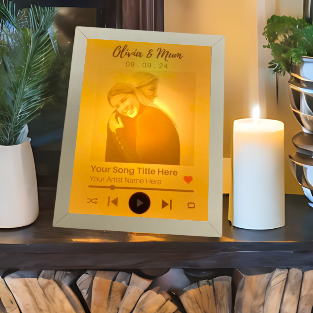 [MelodyFrame] Unique Mother's Day, Father's Day, Birthday Gifts - Personalized Photo and Music, LED Light