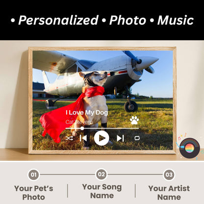 Personalized Dog Lovers Frame – Custom Photo Music Gift – Horizontal