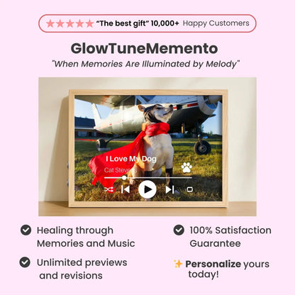Personalized Dog Lovers Frame – Custom Photo Music Gift – Horizontal