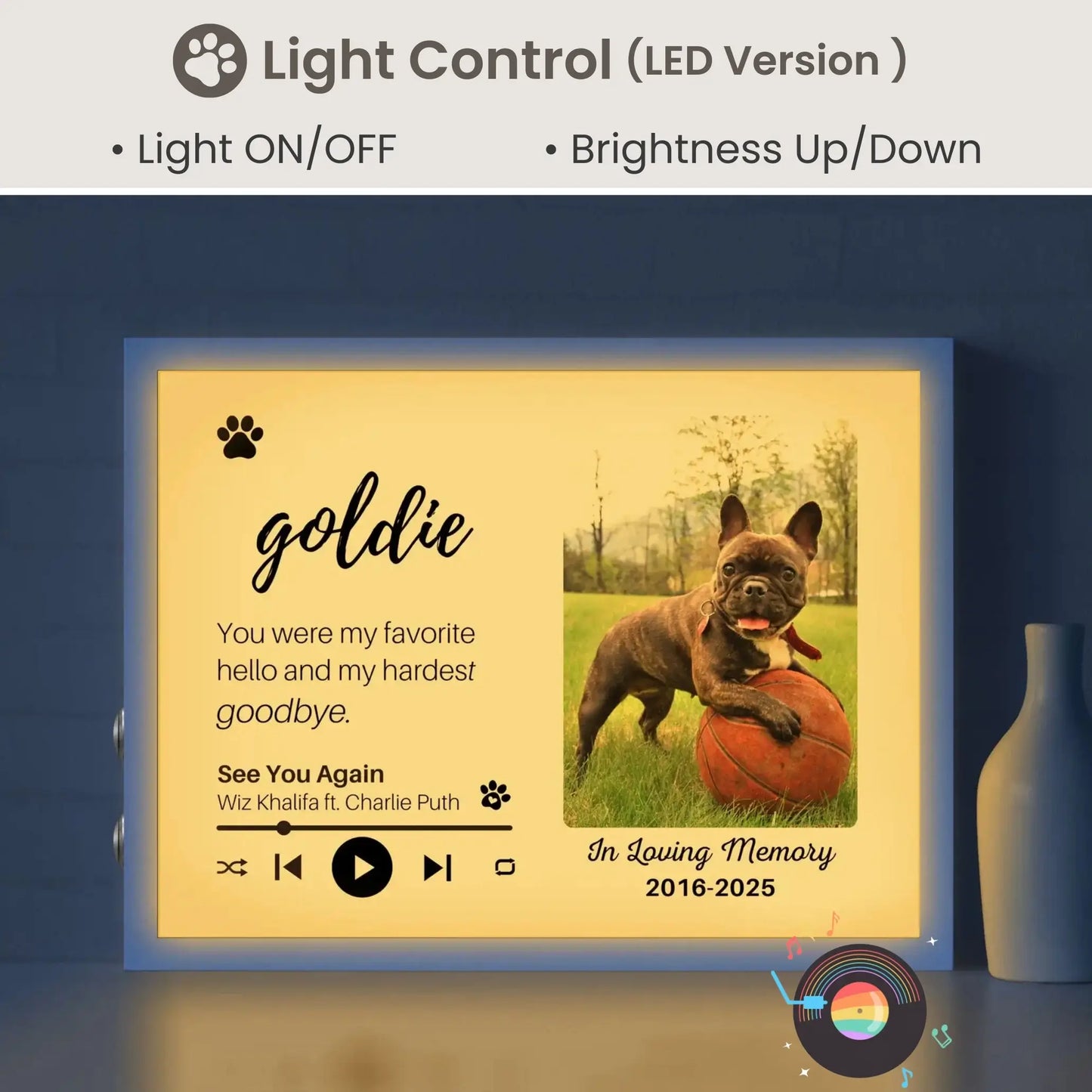 Personalized Dog Memorial Frame – "Favorite Hello, Hardest Goodbye" – Horizontal