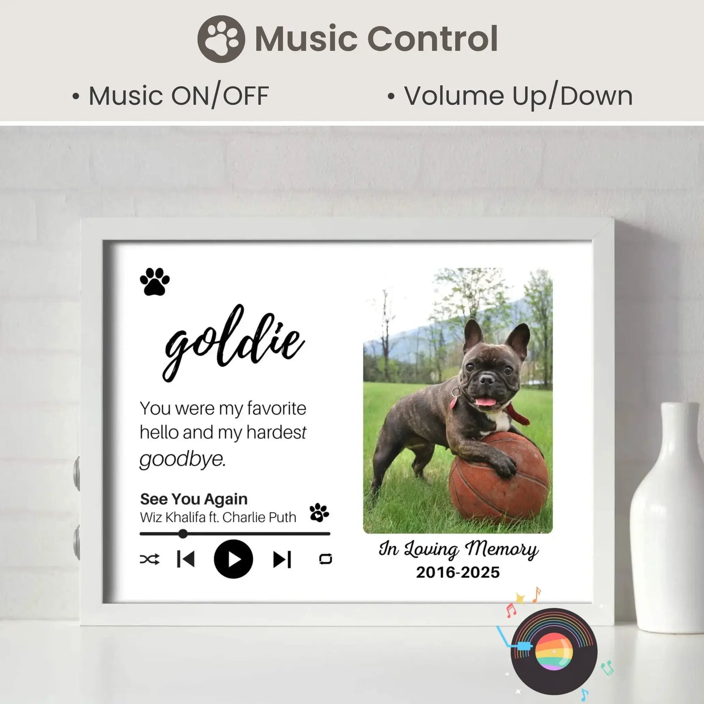 Personalized Dog Memorial Frame – "Favorite Hello, Hardest Goodbye" – Horizontal