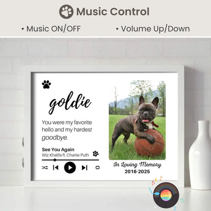 Personalized Dog Memorial Frame – "Favorite Hello, Hardest Goodbye" – Horizontal