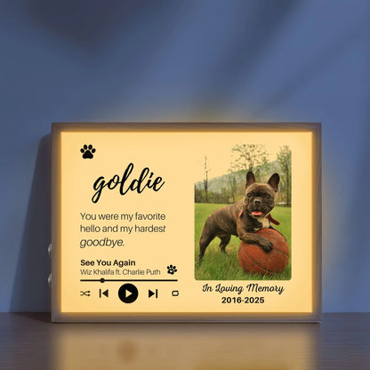 Personalized Dog Memorial Frame – "Favorite Hello, Hardest Goodbye" – Horizontal