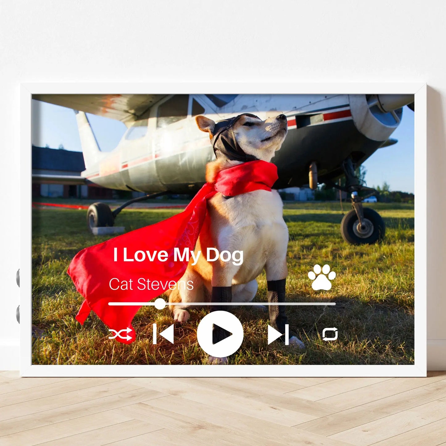 Personalized Dog Lovers Frame – Custom Photo Music Gift – Horizontal