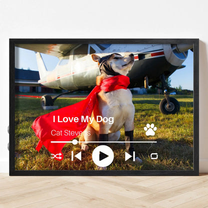 Personalized Dog Lovers Frame – Custom Photo Music Gift – Horizontal