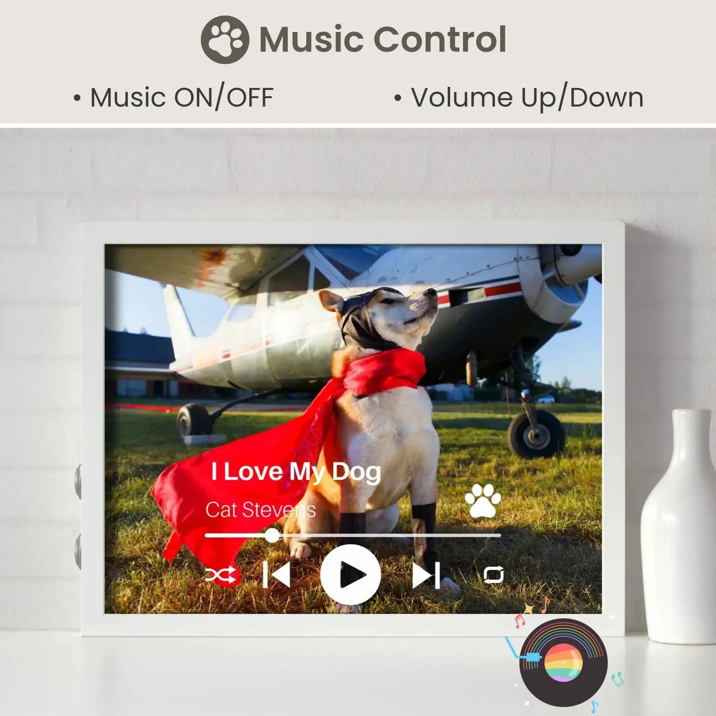 Personalized Dog Lovers Frame – Custom Photo Music Gift – Horizontal