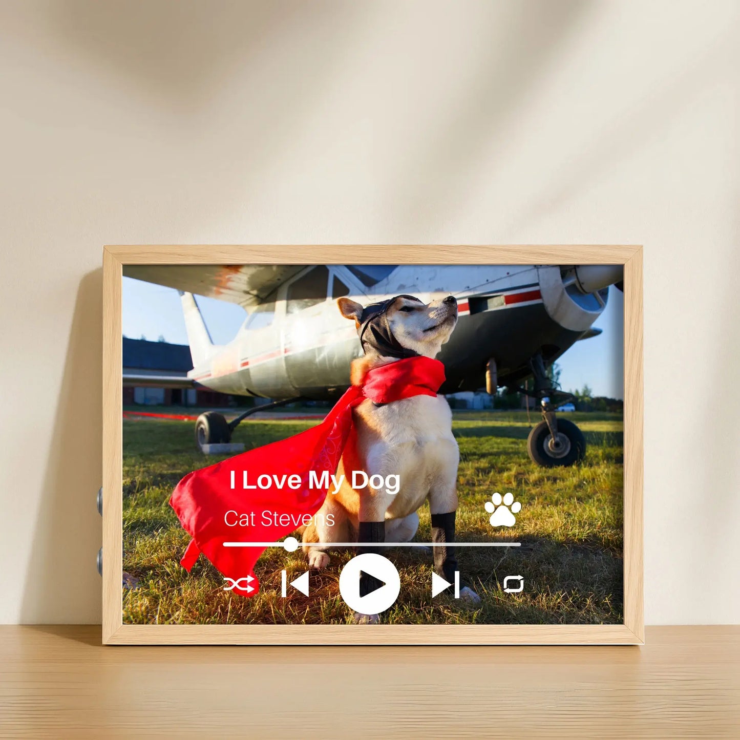 Personalized Dog Lovers Frame – Custom Photo Music Gift – Horizontal