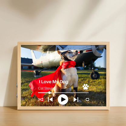 Personalized Dog Lovers Frame – Custom Photo Music Gift – Horizontal