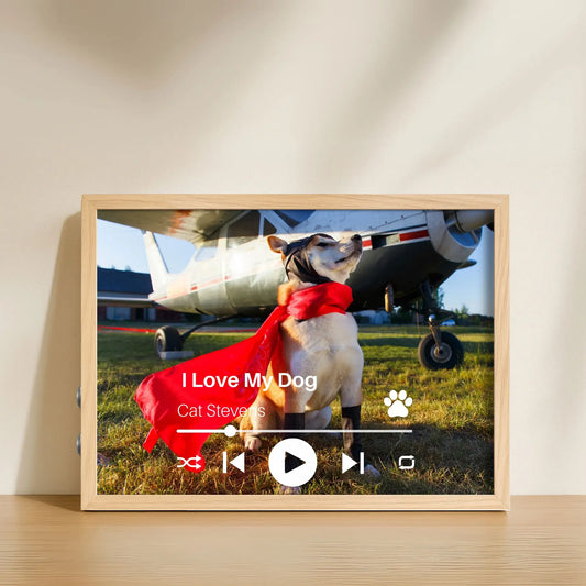Personalized Dog Lovers Frame – Custom Photo Music Gift – Horizontal