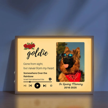 Personalized Dog Memorial Frame – "Never From My Heart" – Poppy Floral – Horizontal