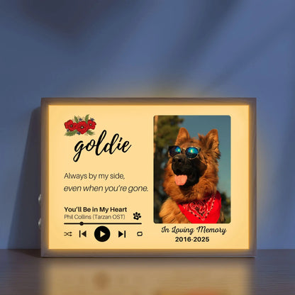 Personalized Dog Memorial Frame – "Always By My Side" – Poppy Floral – Horizontal