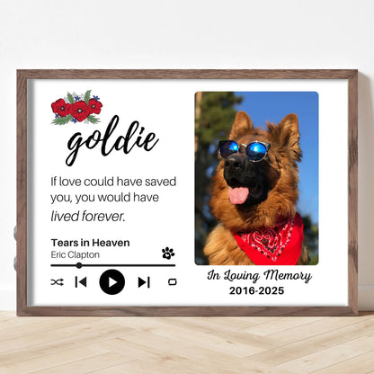 Personalized Dog Memorial Frame – "Lived Forever" – Poppy Floral – Horizontal