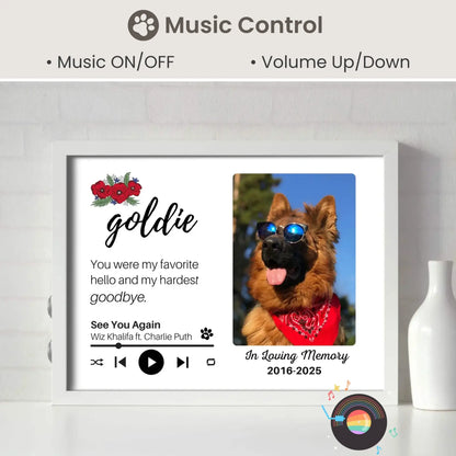 Personalized Dog Memorial Frame – "Favorite Hello, Hardest Goodbye" – Poppy Floral – Horizontal