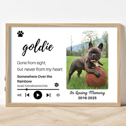 Personalized Dog Memorial Frame – "Never From My Heart" – Horizontal