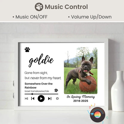 Personalized Dog Memorial Frame – "Never From My Heart" – Horizontal